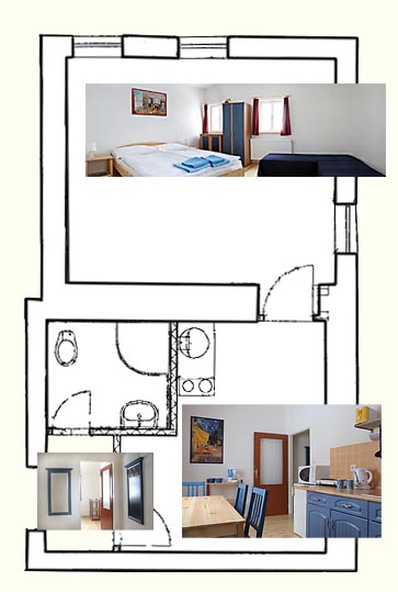 Mapa čtyřlůžkového apartmánu Penzion Janov, Jizerské hory